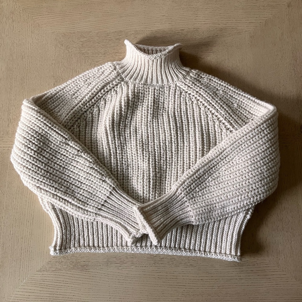 H&M Cream Chunky Knit Turtleneck Sweater